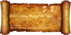 Décsey Ruszlána névjegykártya